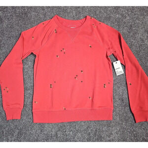 Sonoma Everyday Sweatshirt Dark Pink With Flowers Women’s Extra Small Sweatshirt